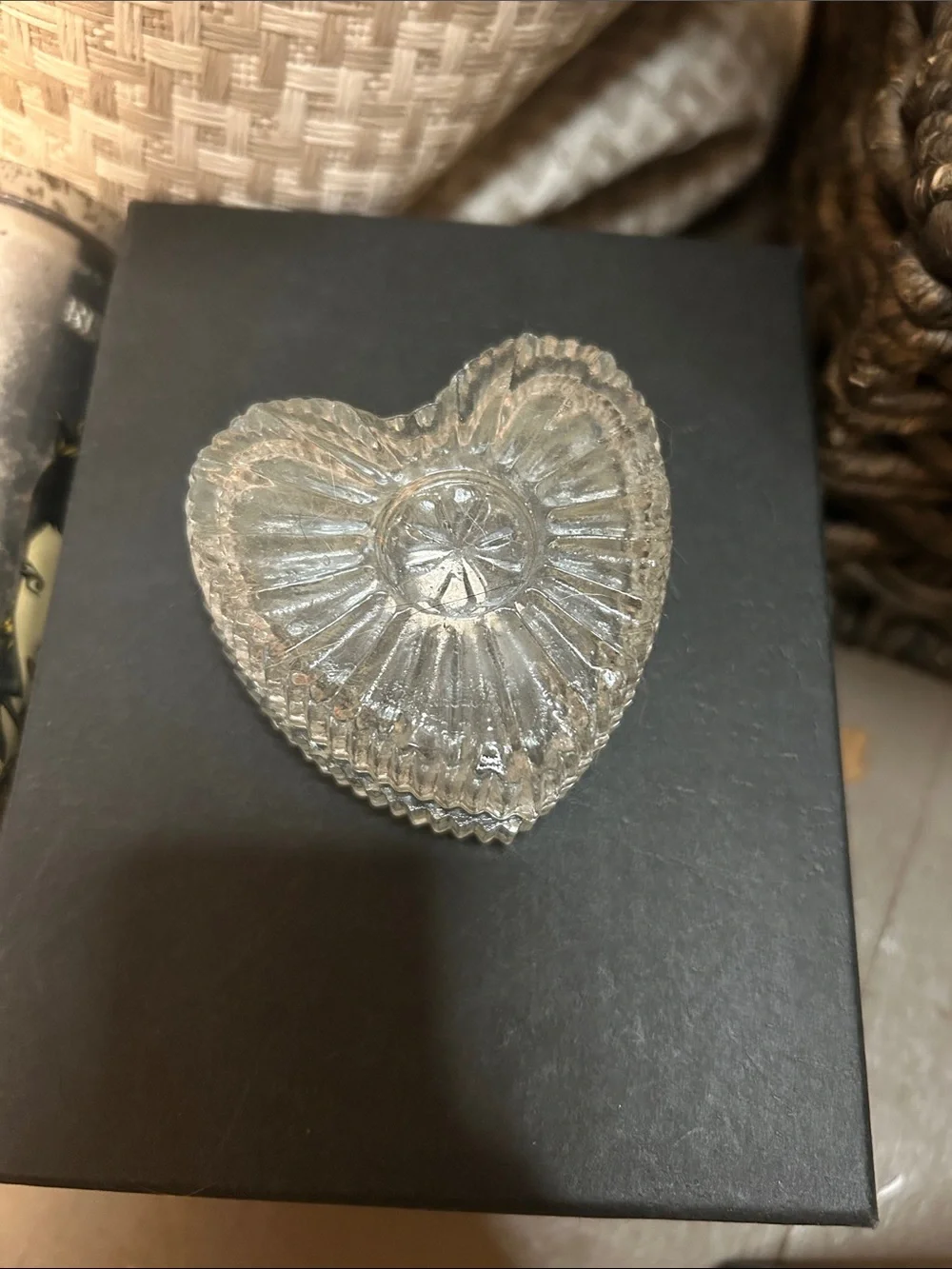 Romanian crystal heart trinket box